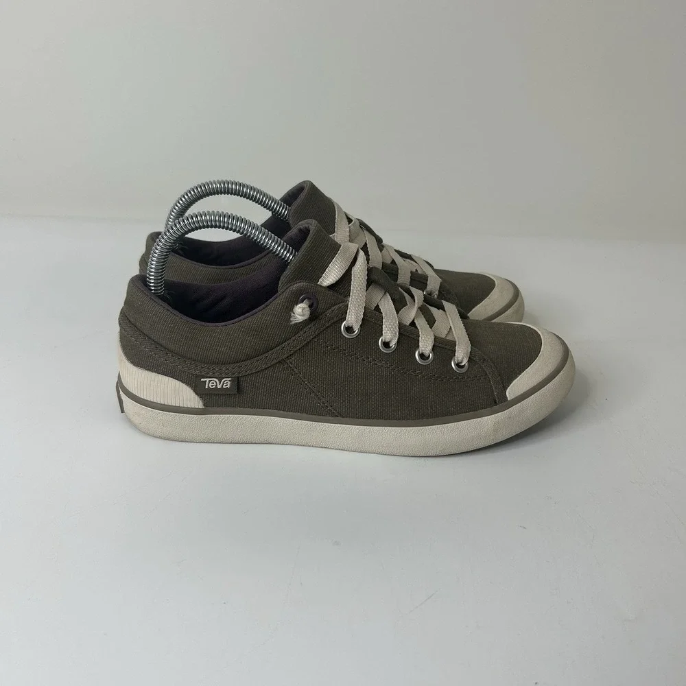 Teva Freewheel Sneakers Women's 6.5 Canvas Shoe Sage Green Low Top